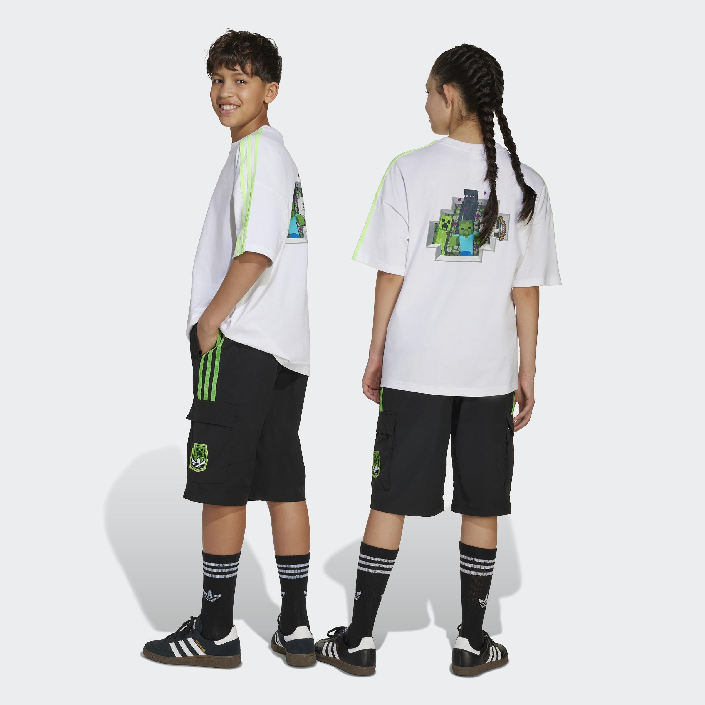 Kids Unisex Adidas Originals X Minecraft Cargo Shorts, Black