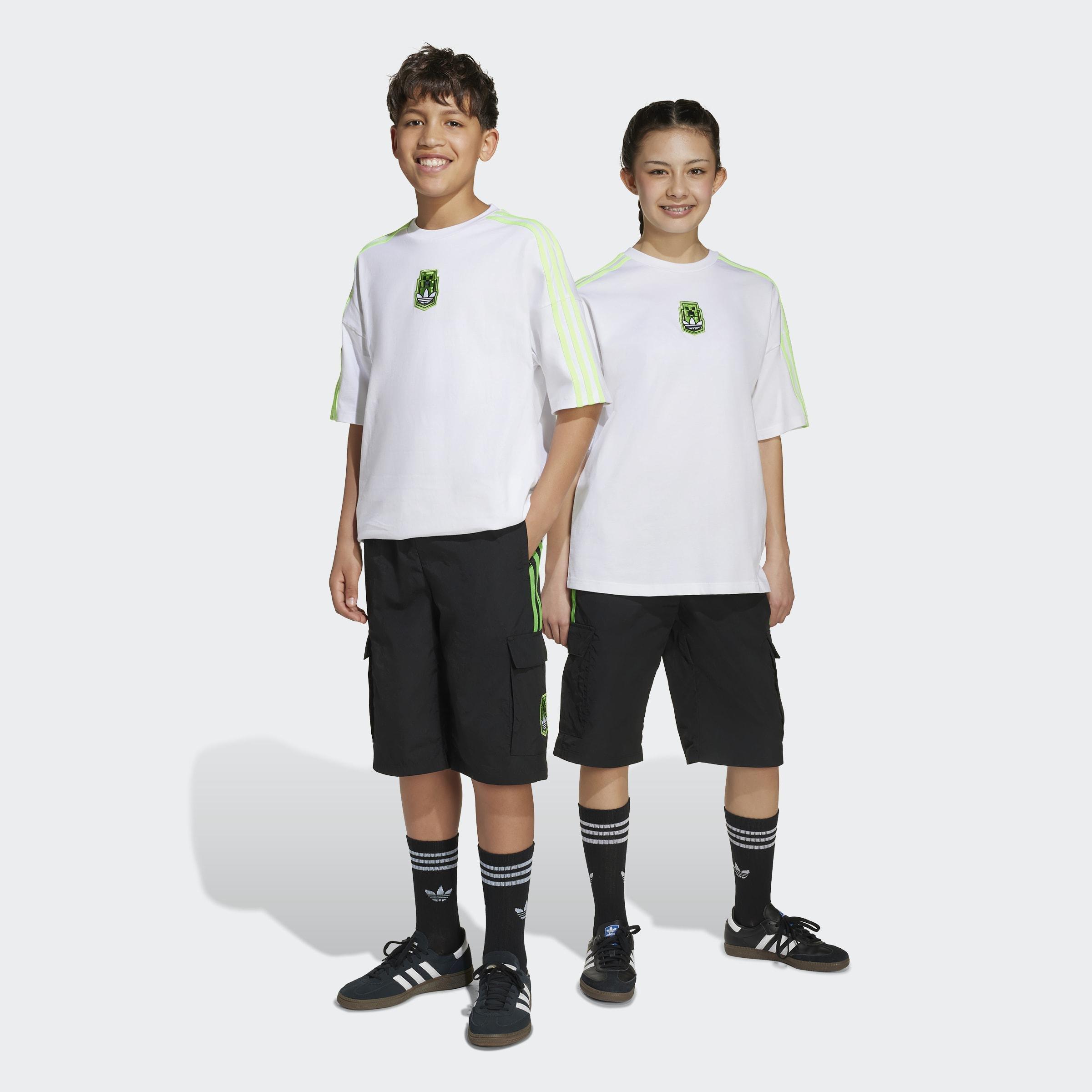 Kids Unisex Adidas Originals X Minecraft Cargo Shorts, Black, A901_ONE, large image number 7