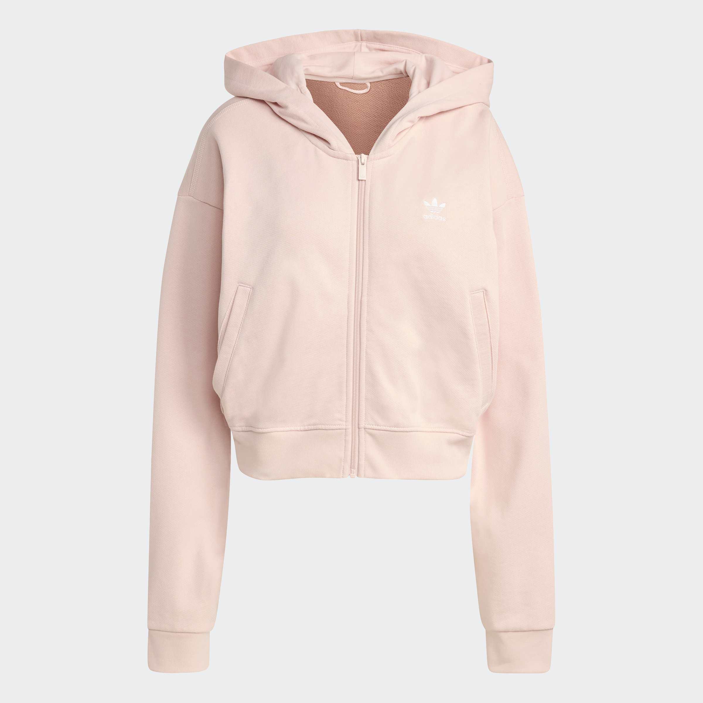 Essentials French Terry Cropped Zip Hoodie, Pink