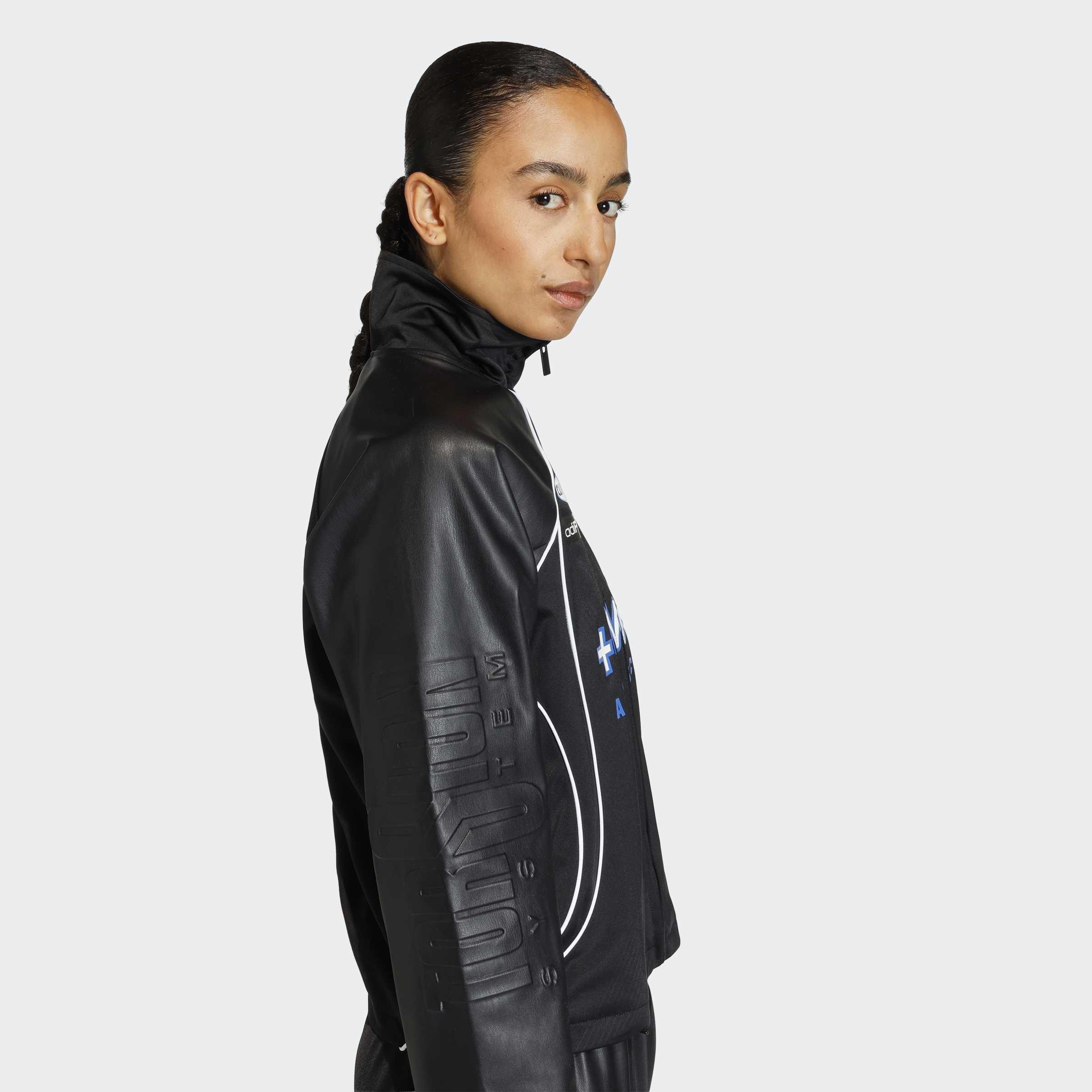 Teamgeist Faux Leather Track Top, Black, A901_ONE, large image number 2