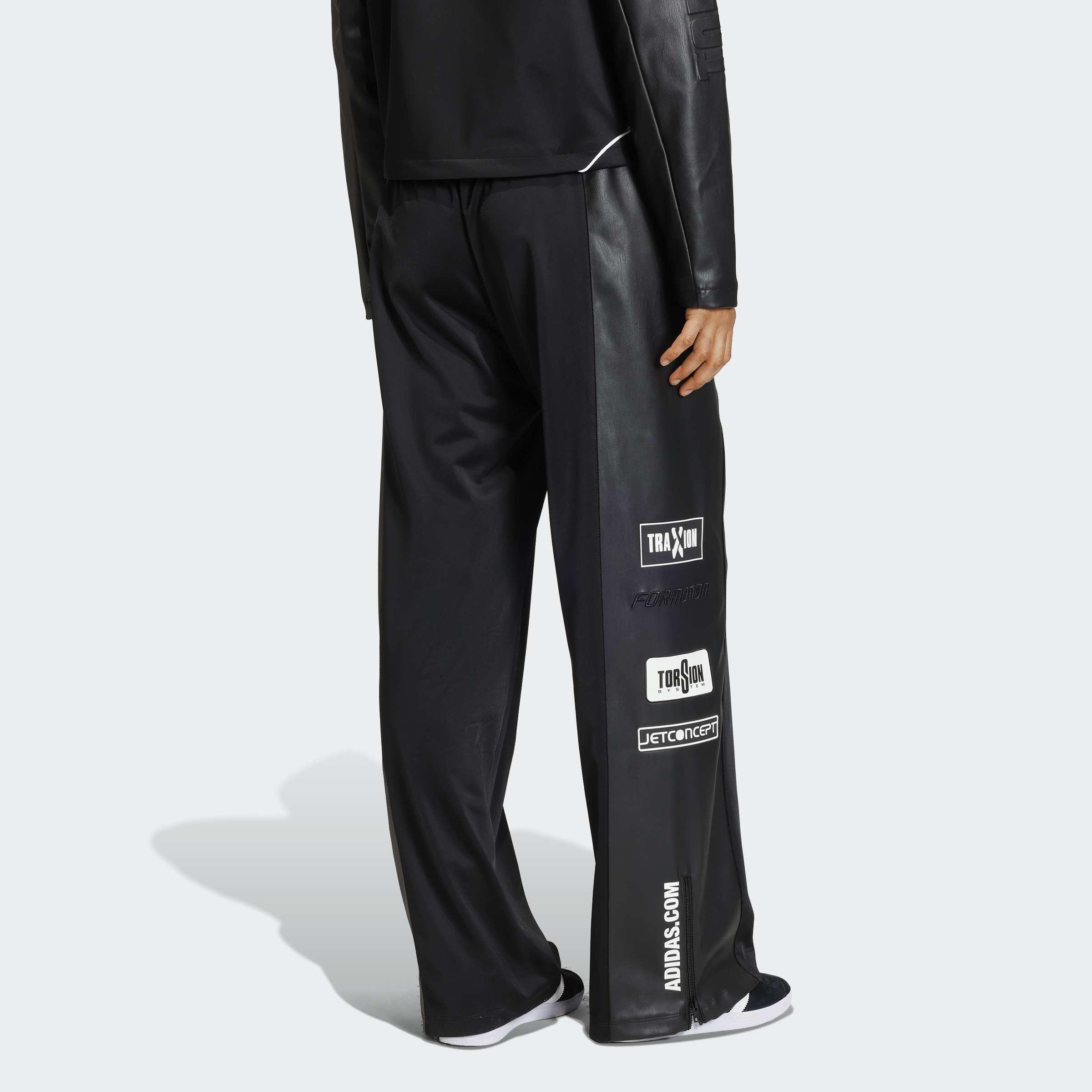 Teamgeist Faux Leather Track Tracksuit Bottoms, Black