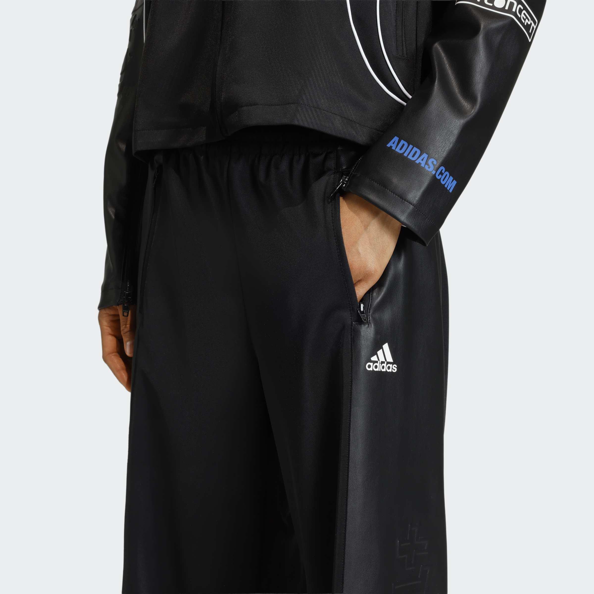 Teamgeist Faux Leather Track Tracksuit Bottoms, Black, A901_ONE, large image number 3