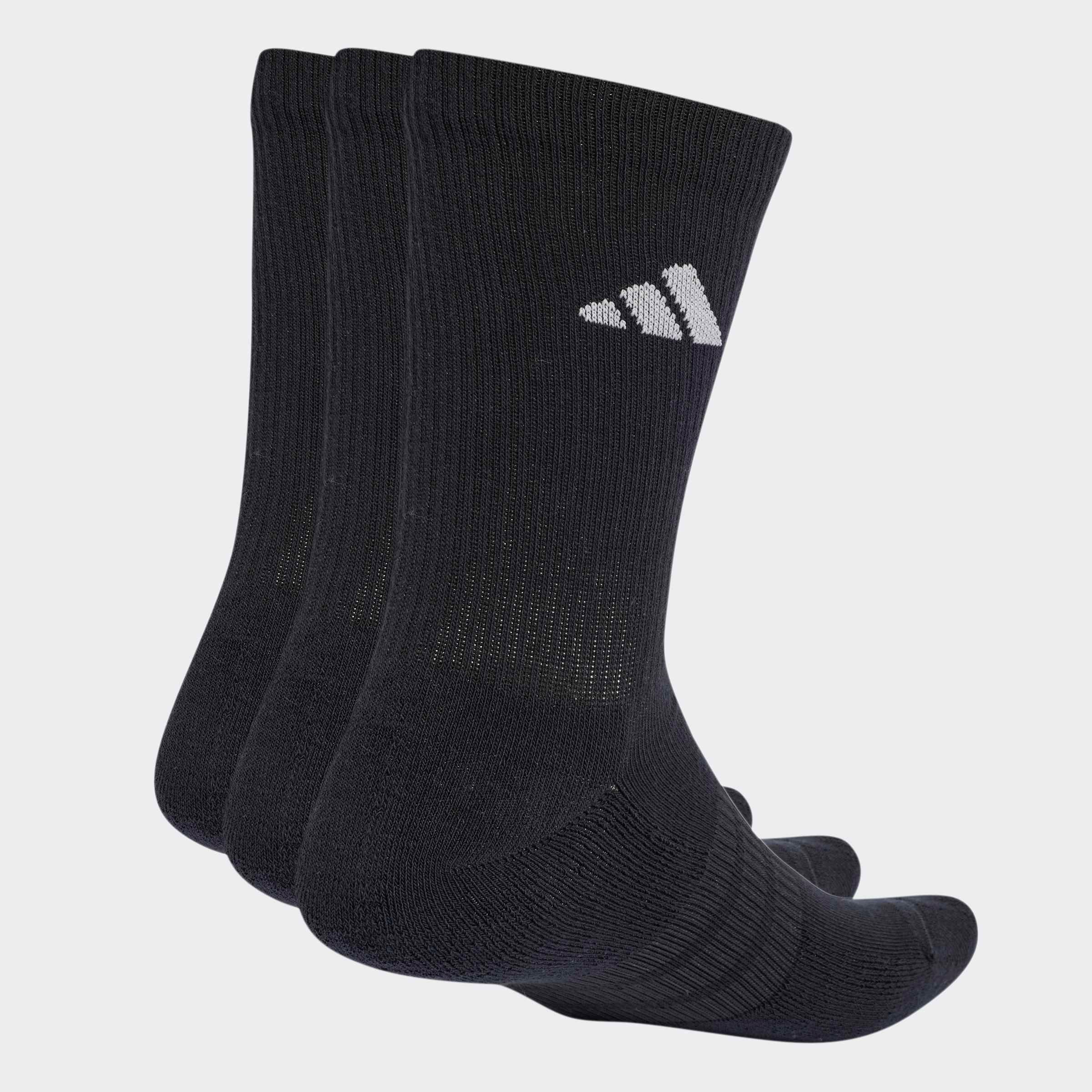 Unisex Cushioned Sportswear Crew Socks - 3 Pair Pack, Black