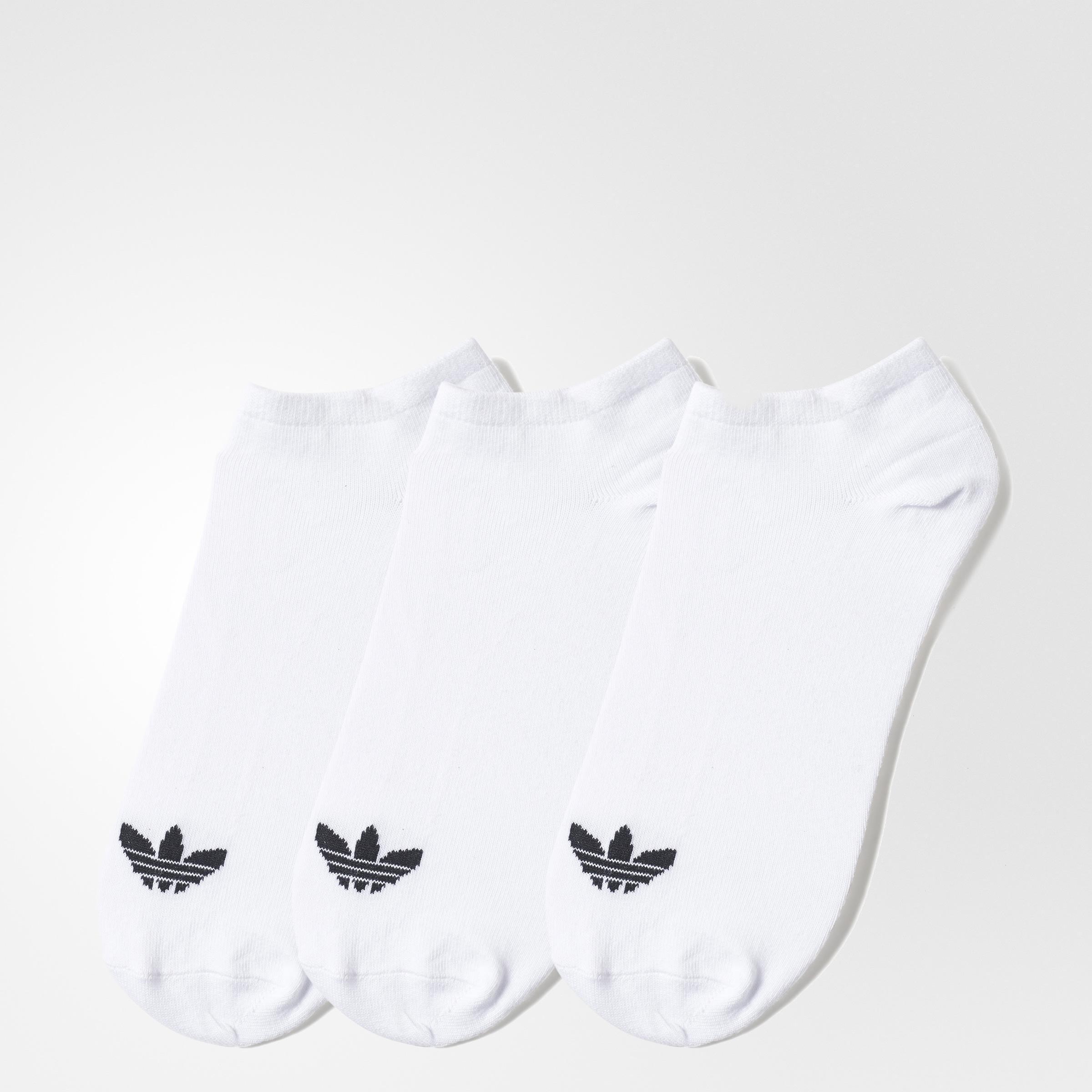 Unisex Trefoil Liner Socks 3 Pairs, White, A901_ONE, large image number 0