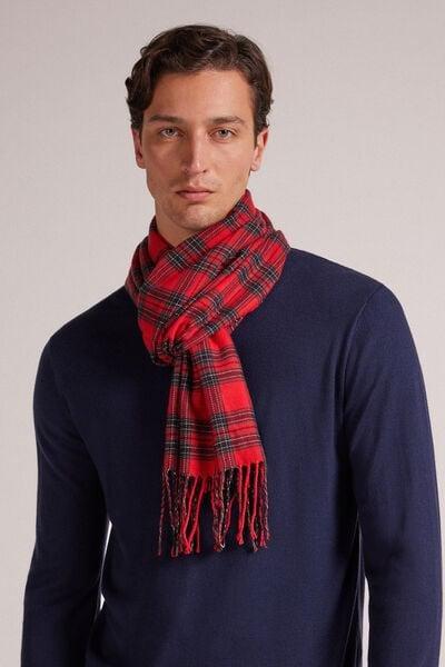 Red - 753J - Rosso Intimissimi Tartan Natale Tartan Scarf, B601_753J, large image number 1