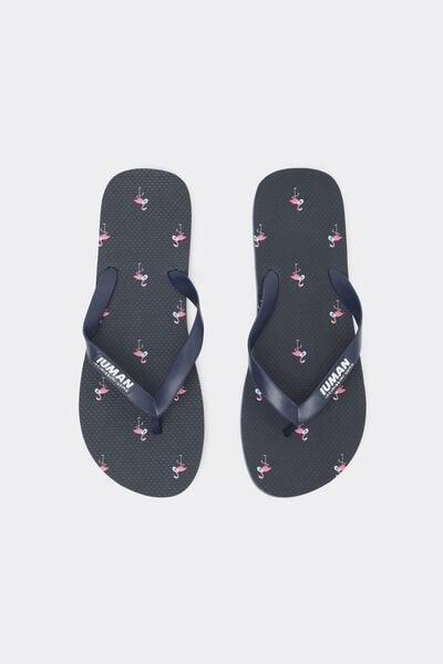 Navy Printed Flip Flops, , large image number 1