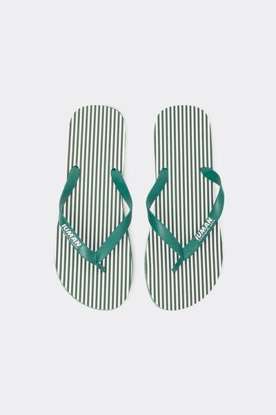 Green Printed Flip Flops, , large image number 1