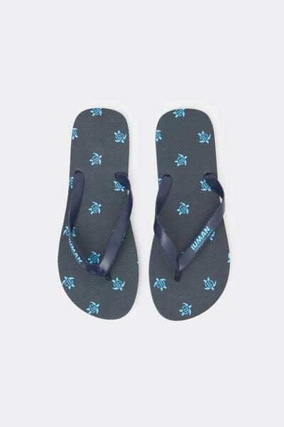 Blue Printed Flip Flops, , large image number 1