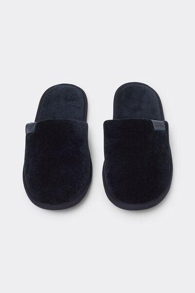 Blue Solid-Coloured Slippers, Midnight Blue, large image number 1