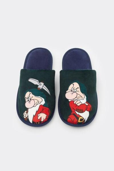 Green Grumpy Print Fur-Effect Slippers, B601_132J, large image number 1