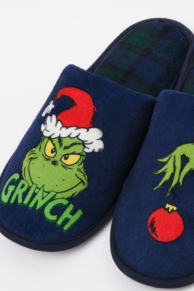 Navy The Grinch Dr Seuss Slippers, Midnight Blue, large image number 2
