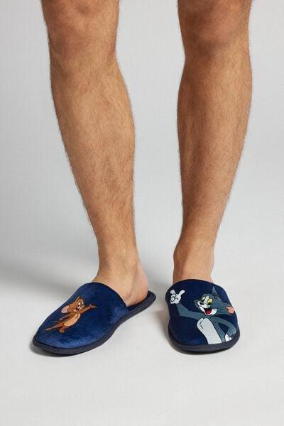 Navy Tom And Jerry Slippers, Intense Blue, large image number 1