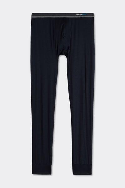 Blue Merino Wool Leggings, Midnight Blue, medium