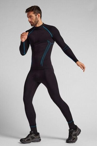 Black Technical Sports Leggings, Black, medium