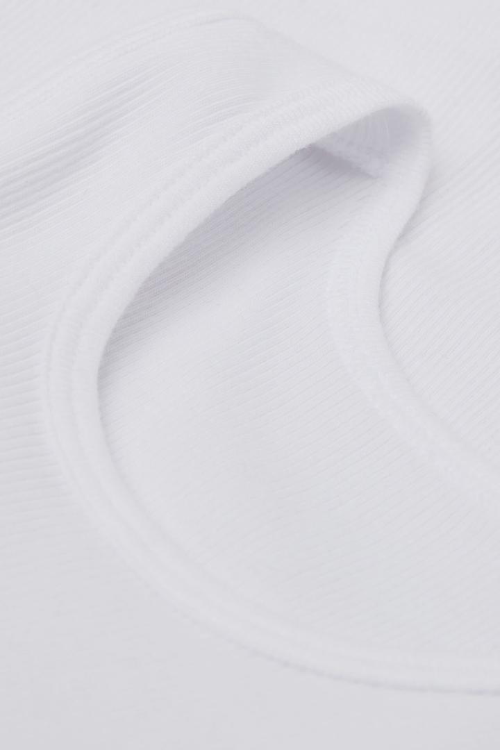 White Ribbed Superior Cotton Vest Top, Kids Boys, White, large image number 3