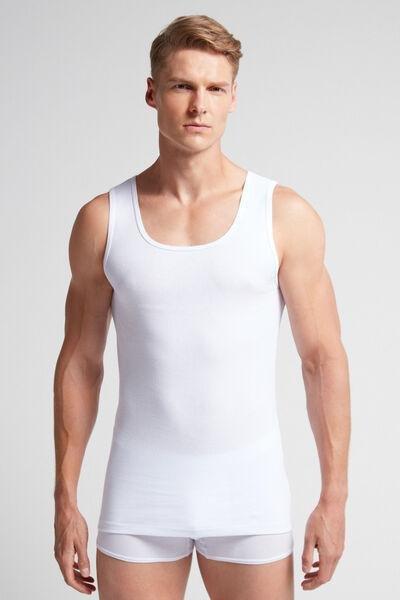 White Ribbed Superior Cotton Vest Top, , large image number 0