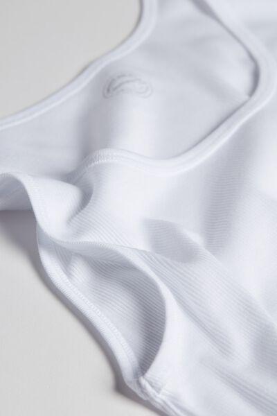 White Ribbed Superior Cotton Vest Top, , large image number 3