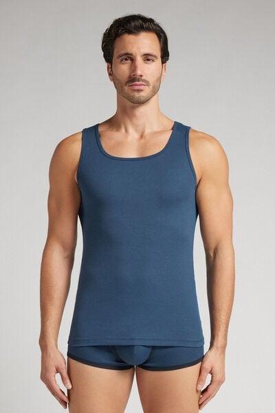 Blue Ribbed Vest Top, B601_886J, medium
