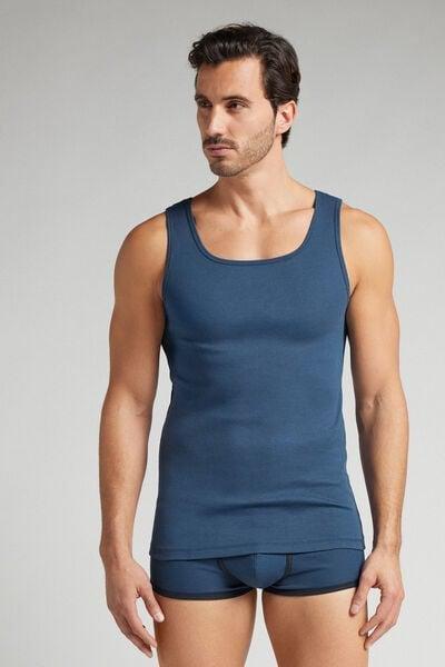 Blue Ribbed Vest Top, B601_886J, medium