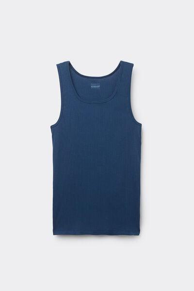Blue Ribbed Vest Top, B601_886J, large image number 2