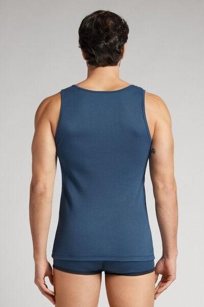 Blue Ribbed Vest Top, B601_886J, large image number 3