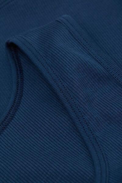 Blue Ribbed Vest Top, B601_886J, large image number 4