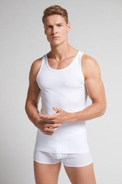White Round-Neck Vest Top, , large image number 1