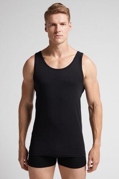 Black Round-Neck Vest Top, , large image number 0