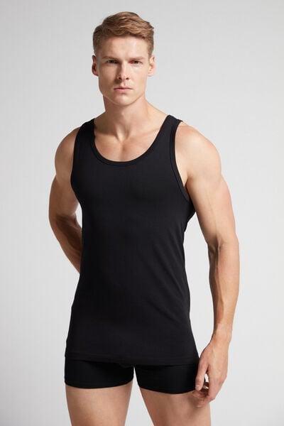 Black Round-Neck Vest Top, , large image number 1