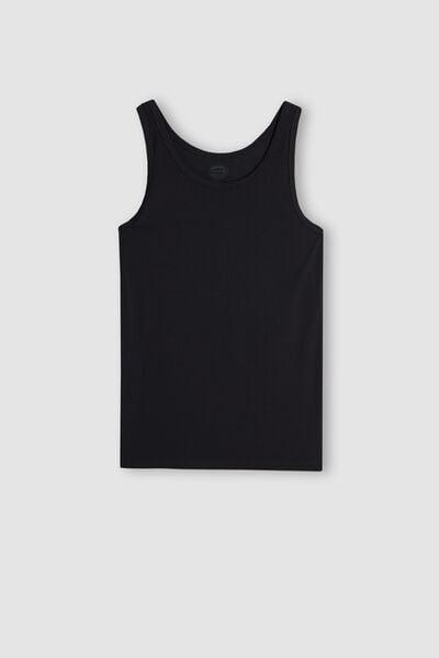 Black Round-Neck Vest Top, , large image number 2
