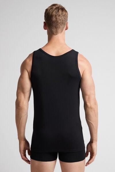 Black Round-Neck Vest Top, , large image number 3
