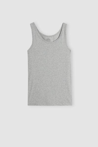 Grey Round-Neck Superior Cotton Vest Top, , large image number 2