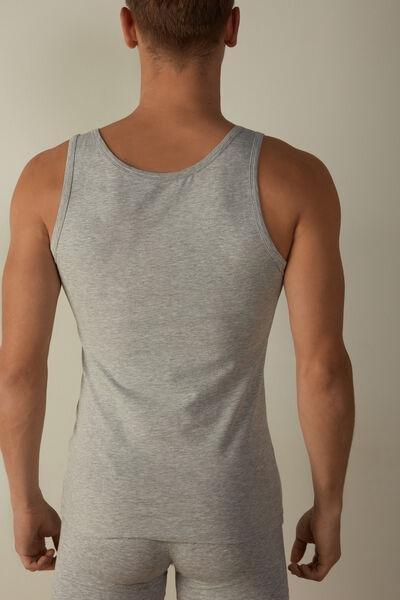 Grey Round-Neck Superior Cotton Vest Top, , large image number 3