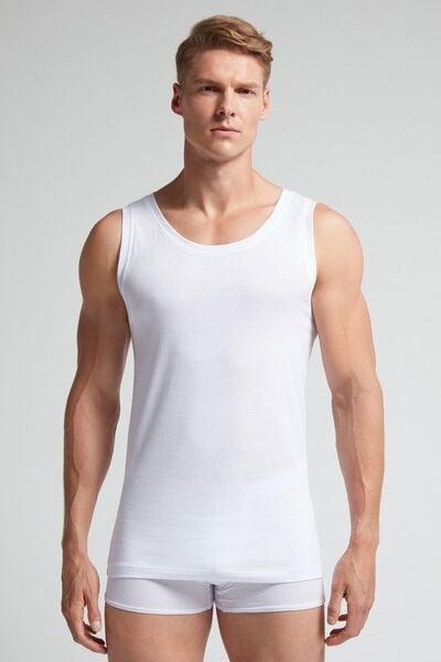 White Round-Neck Vest Top, , medium