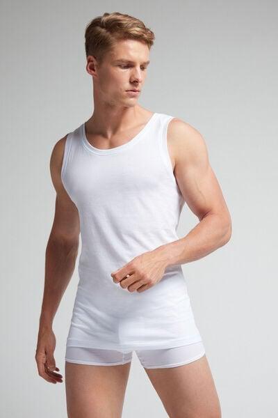 White Round-Neck Vest Top, , large image number 1