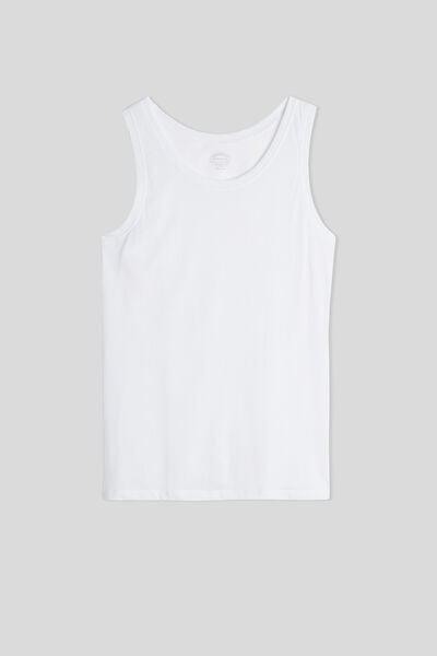 White Round-Neck Vest Top, , large image number 2