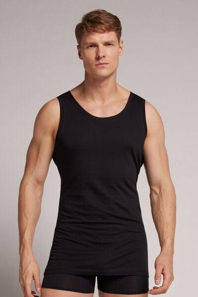 Black Round-Neck Vest Top, , large image number 0