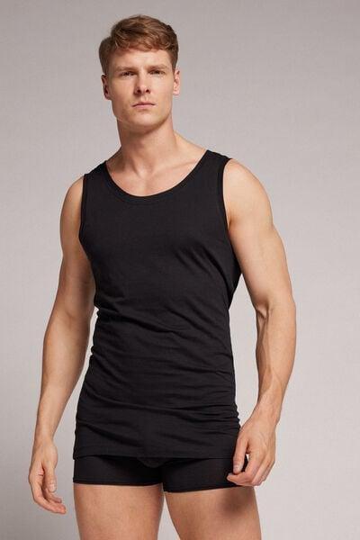 Black Round-Neck Vest Top, , large image number 1