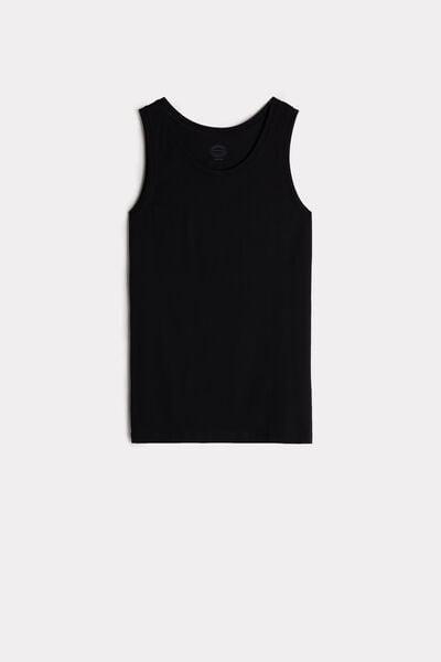 Black Round-Neck Vest Top, , large image number 2