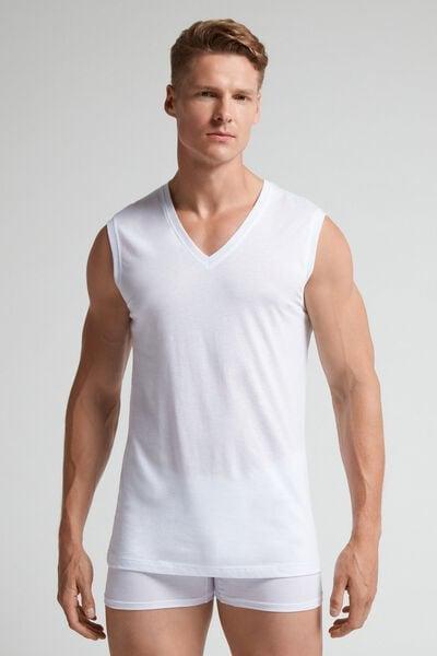 White V-Neck Vest Top, , medium