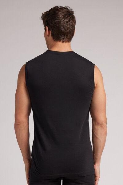 Black V-Neck Superior Cotton Vest Top, , large image number 3