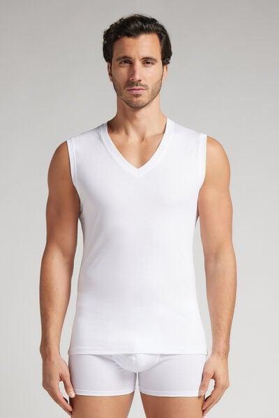 White Wide Strap Sleeveless Camisole, , large image number 0