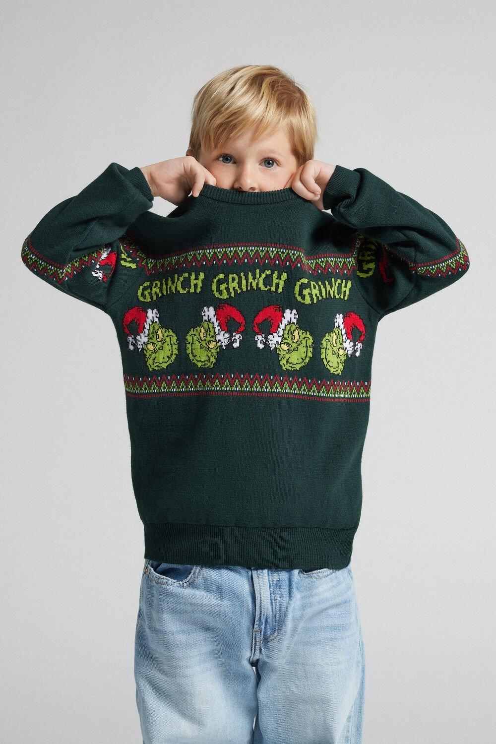 Green Dr. Seuss The Grinch Christmas Sweater, Unisex Kids, B601_132J, large image number 0