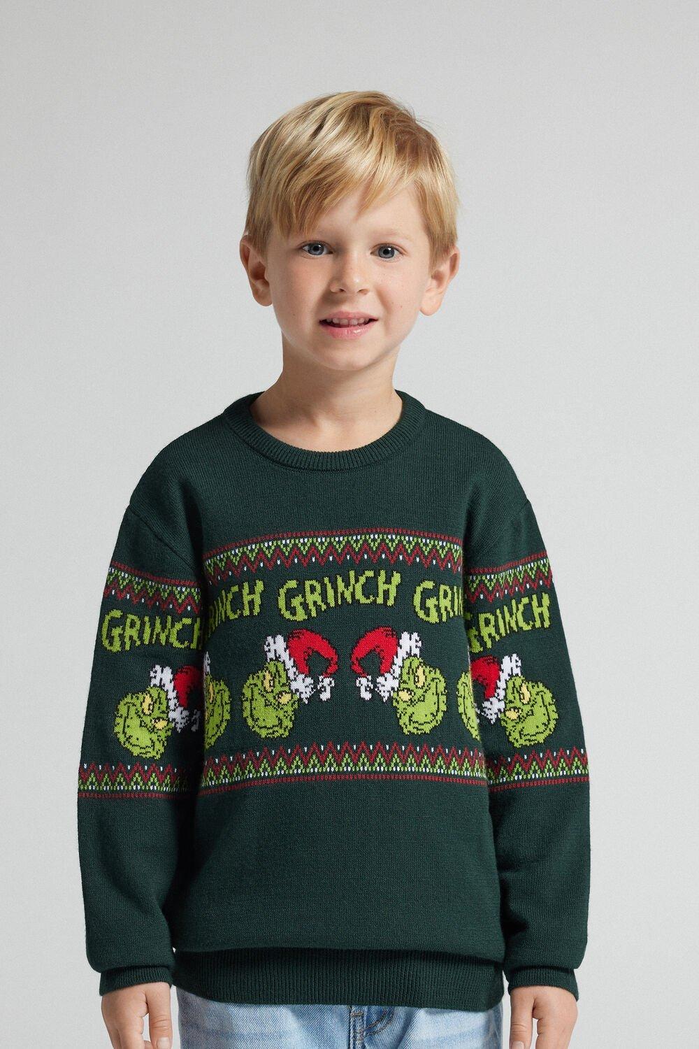 Green Dr. Seuss The Grinch Christmas Sweater, Unisex Kids, B601_132J, large image number 1