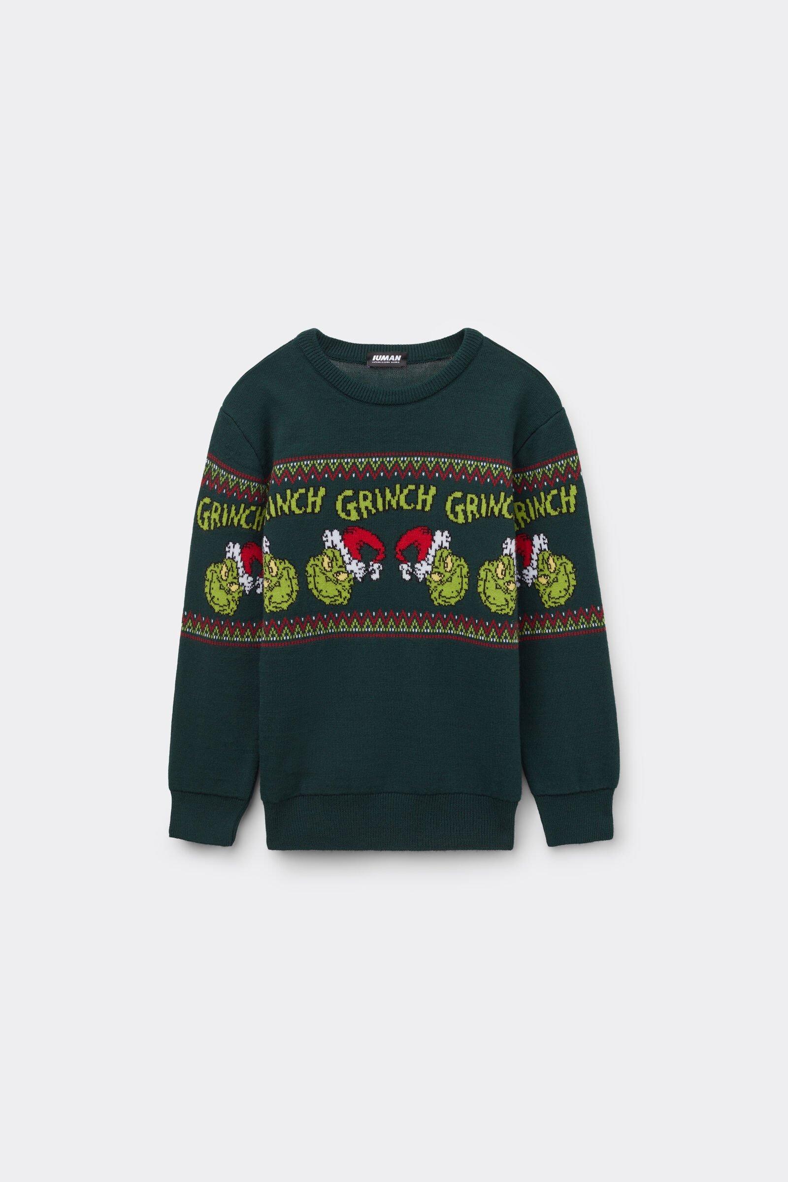 Green Dr. Seuss The Grinch Christmas Sweater, Unisex Kids, B601_132J, large image number 4