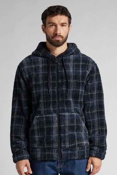 Grey Teddy Zippered Hooded Sweatshirt, B601_984J, medium