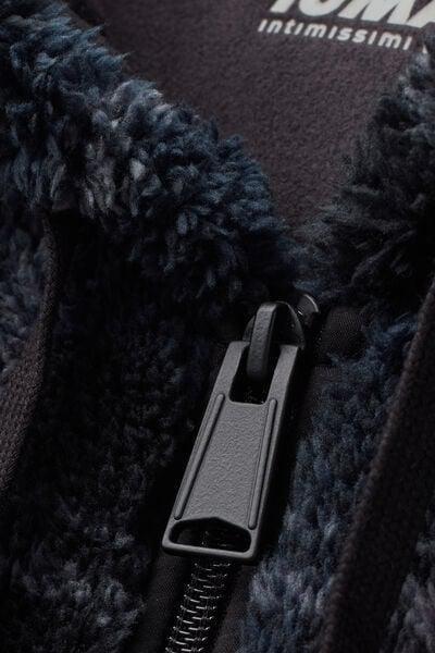 Grey Teddy Zippered Hooded Sweatshirt, B601_984J, large image number 4