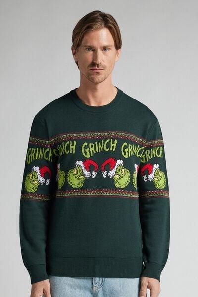Green The Grinch Dr Seuss Tricot-Effect Christmas Jumper, B601_132J, medium