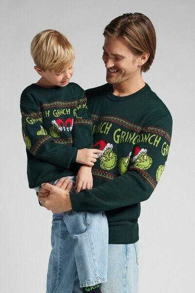 Green The Grinch Dr Seuss Tricot-Effect Christmas Jumper, B601_132J, medium