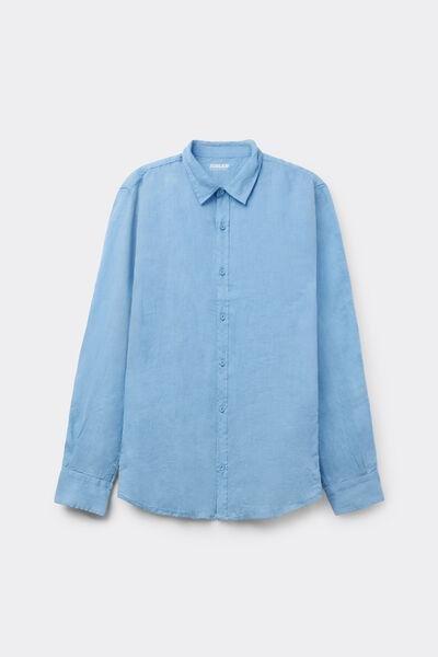 Blue Long Sleeve 100% Linen Shirt, B601_130K, large image number 2
